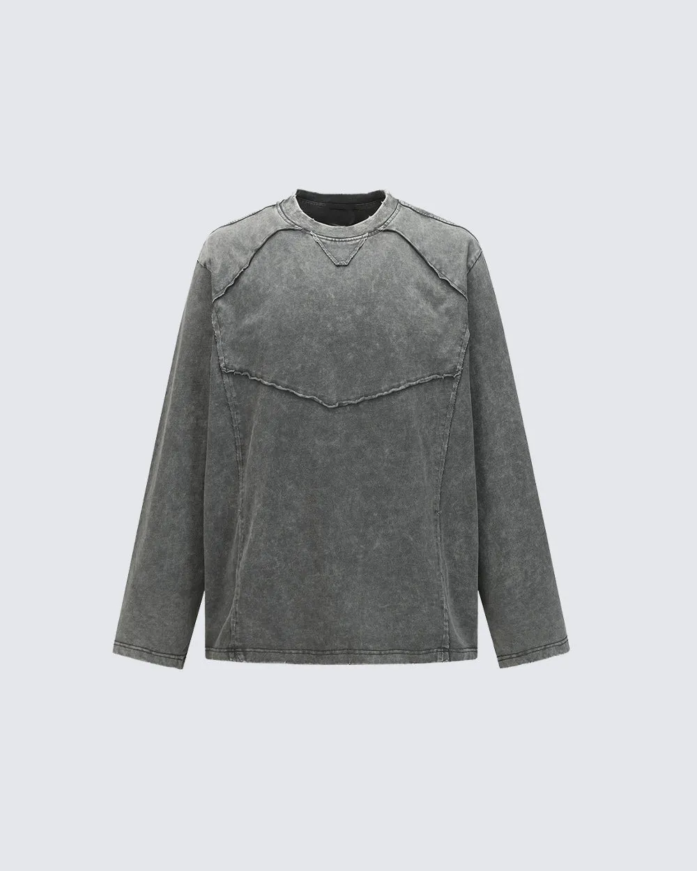 KIIKIO Simple Washed Panel Seam Long-Sleeve T-Shirt sold by KIIKIO product image thumbnail 3