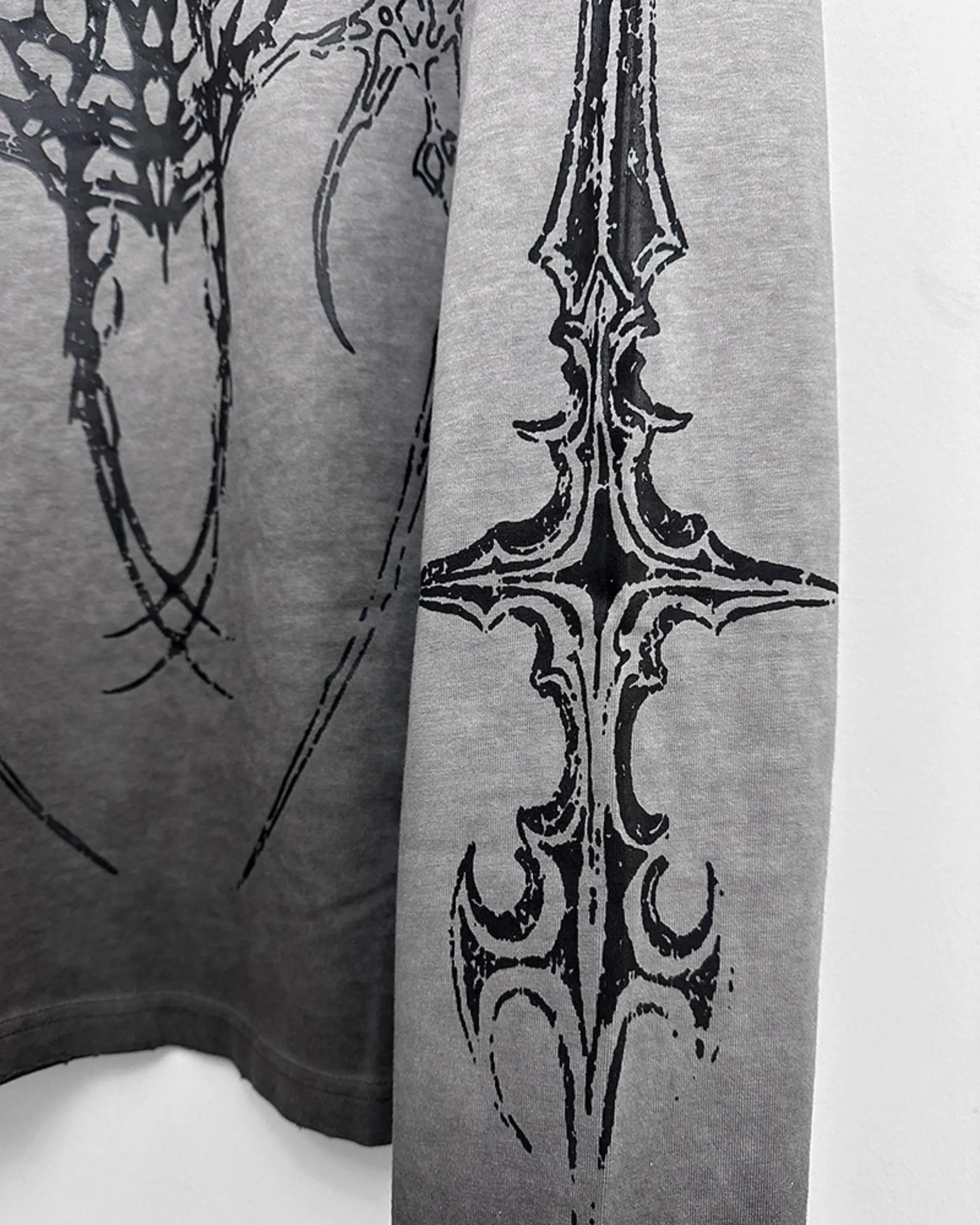 KIIKIO Dark Gothic Graphic Washed Long Sleeve T-Shirt sold by KIIKIO product image thumbnail 5