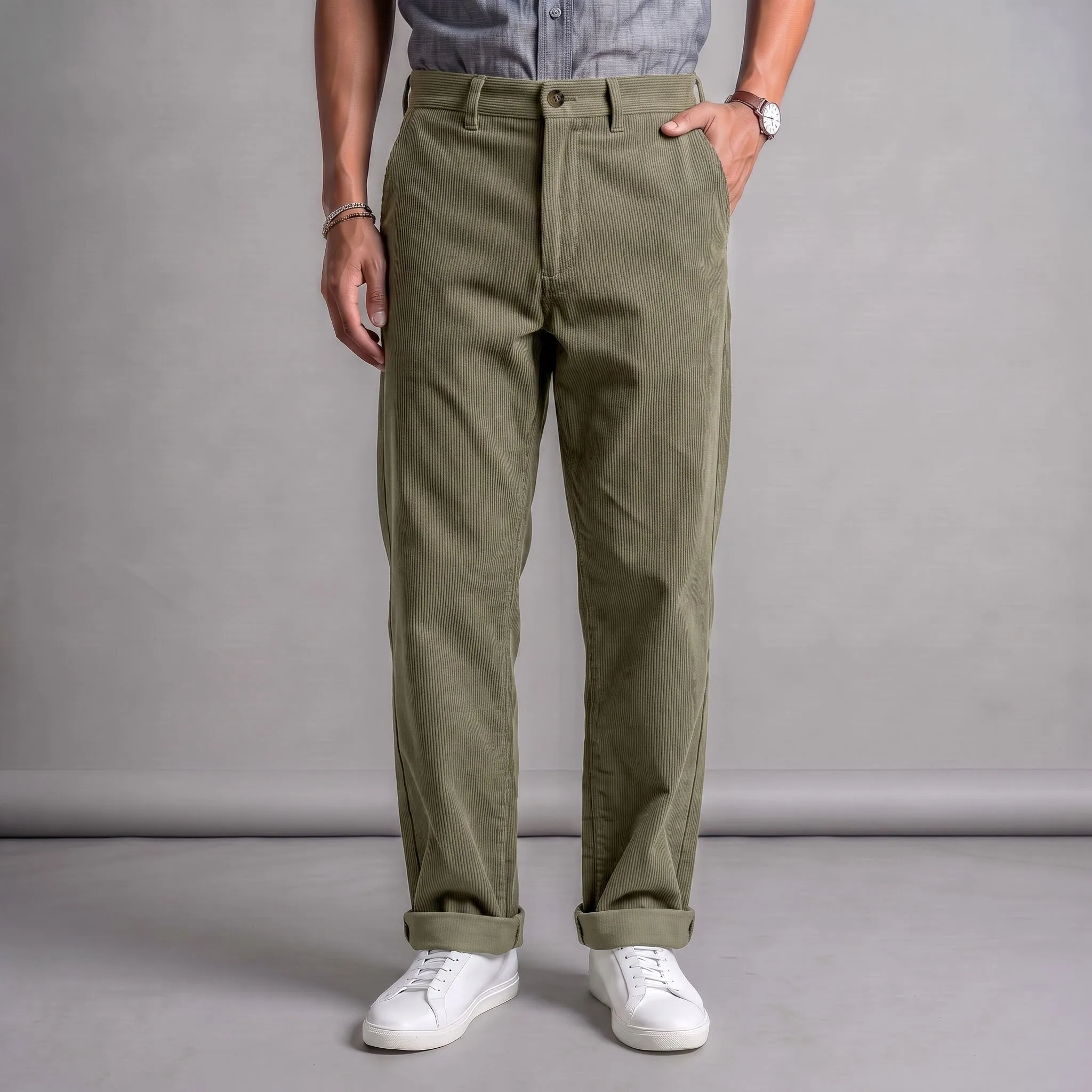 Fairfax Easy Fit Chinos Field Olive Drab Bedford Cord sold by Epaulet Brand