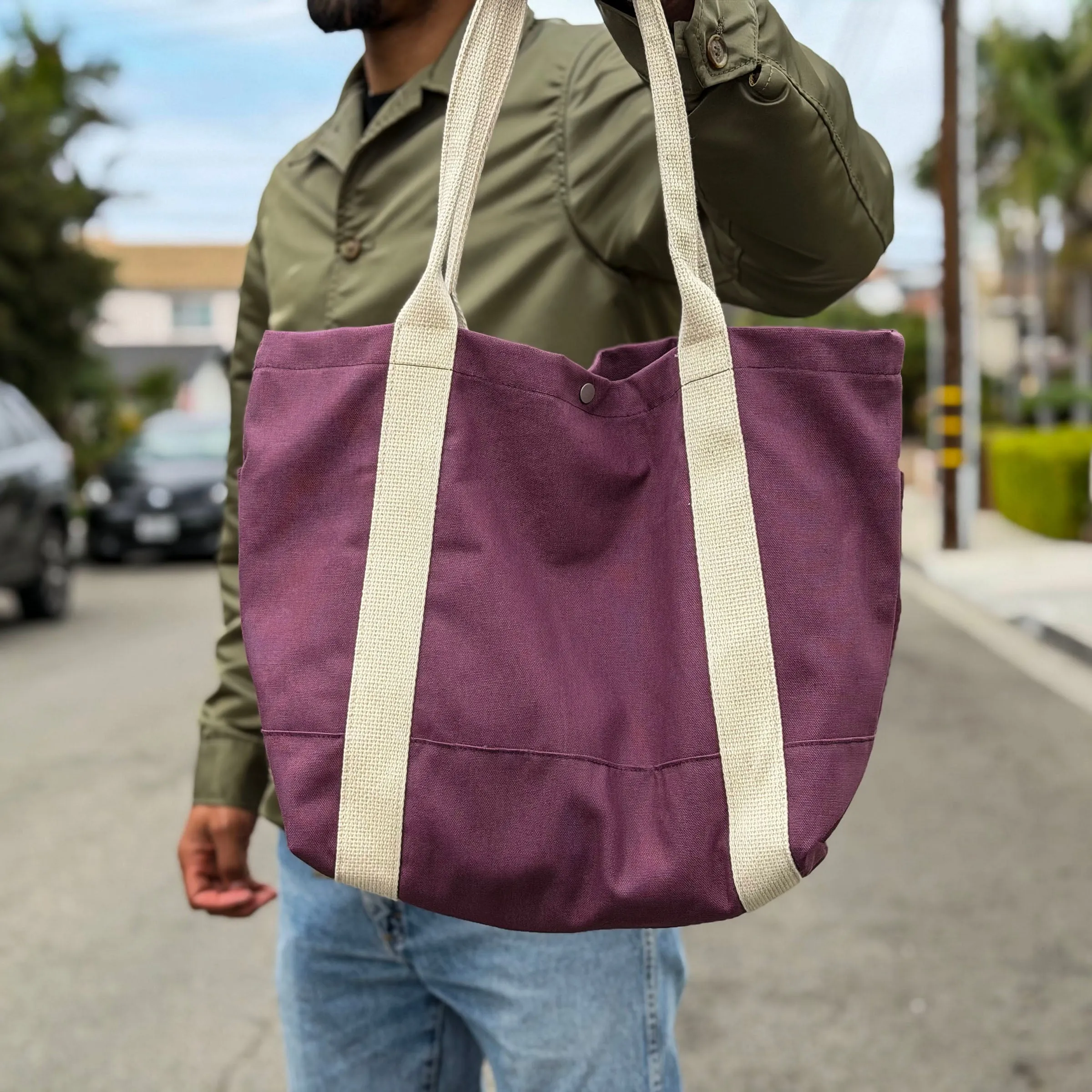 Harbor Tote Bag Raisin Duck Canvas sold by Epaulet Brand product image thumbnail 4