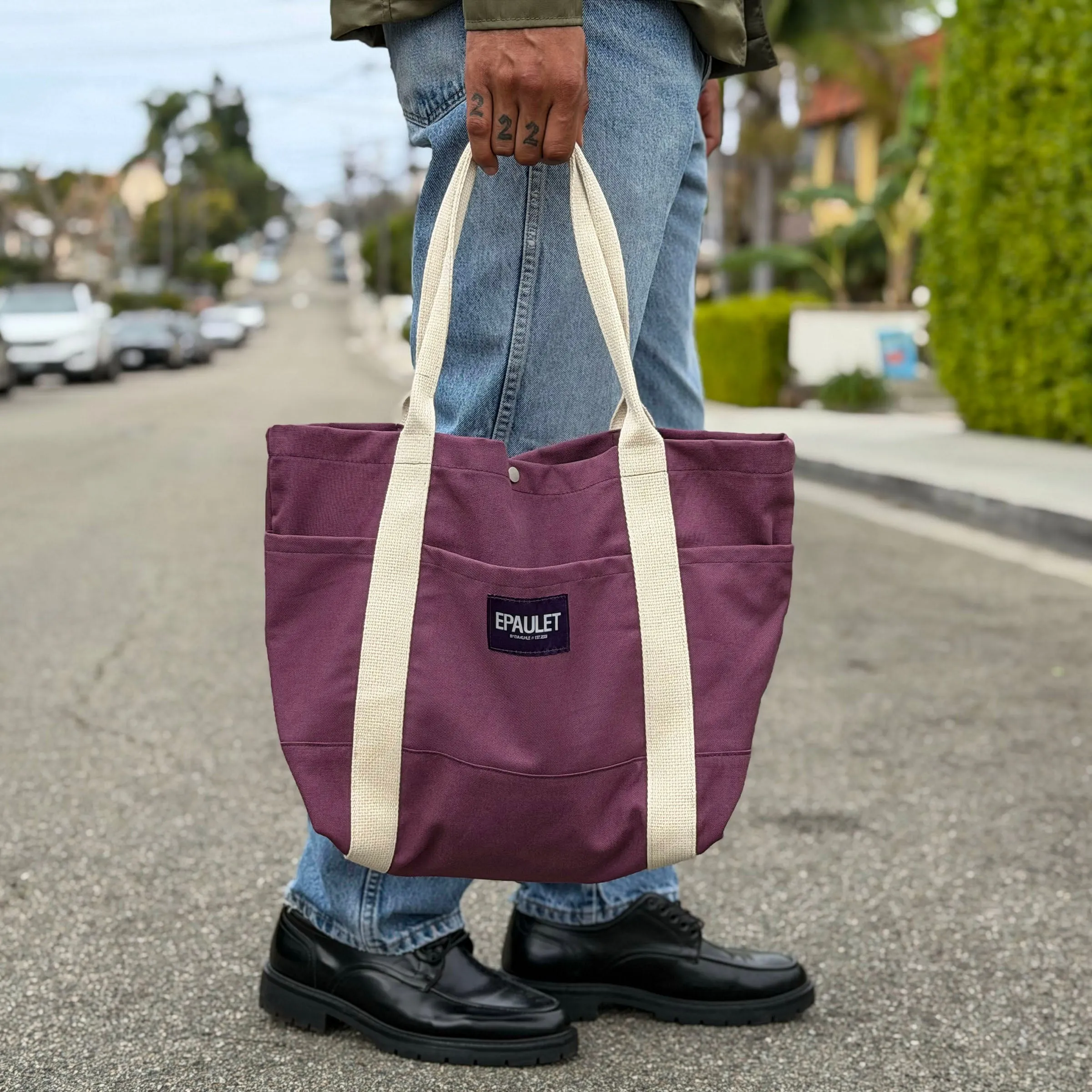 Harbor Tote Bag Raisin Duck Canvas sold by Epaulet Brand product image thumbnail 2
