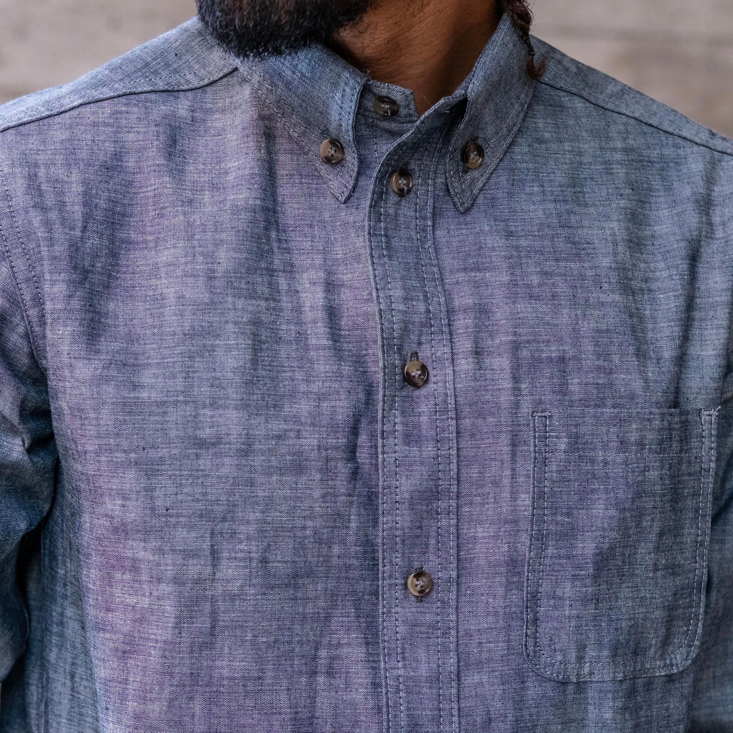 Denim Button Down Shirt Hattori Ichiban Chambray sold by Epaulet Brand product image thumbnail 2