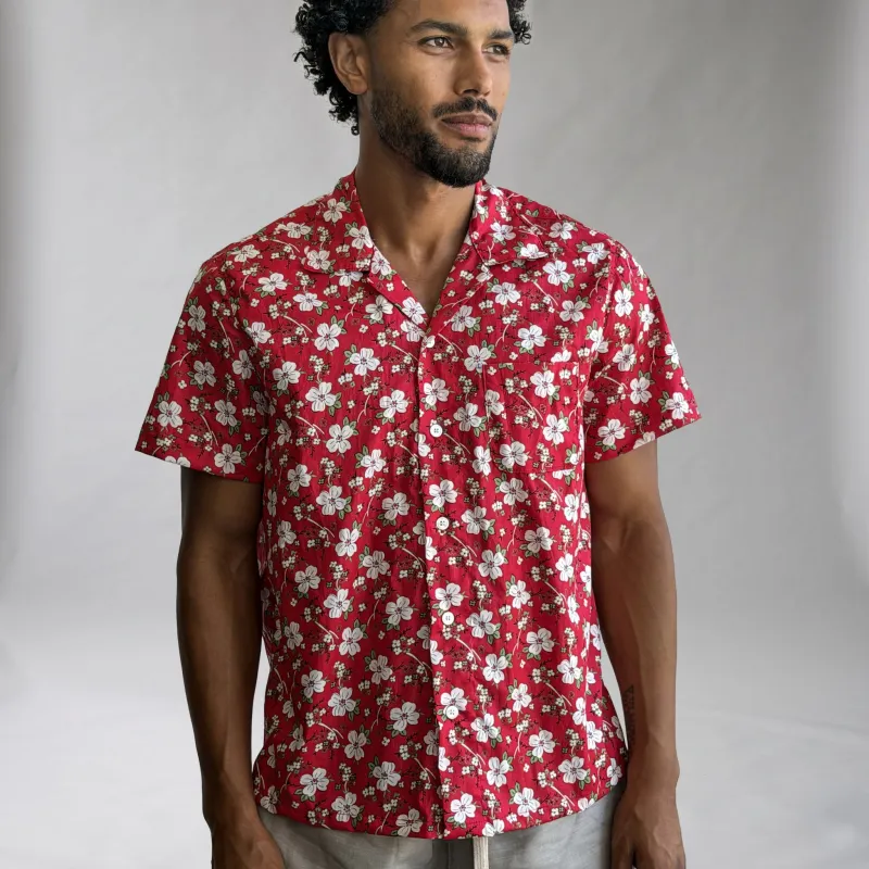 Riviera Tropical Blossoms Poplin Short Sleeve Shirt made by Epaulet Brand