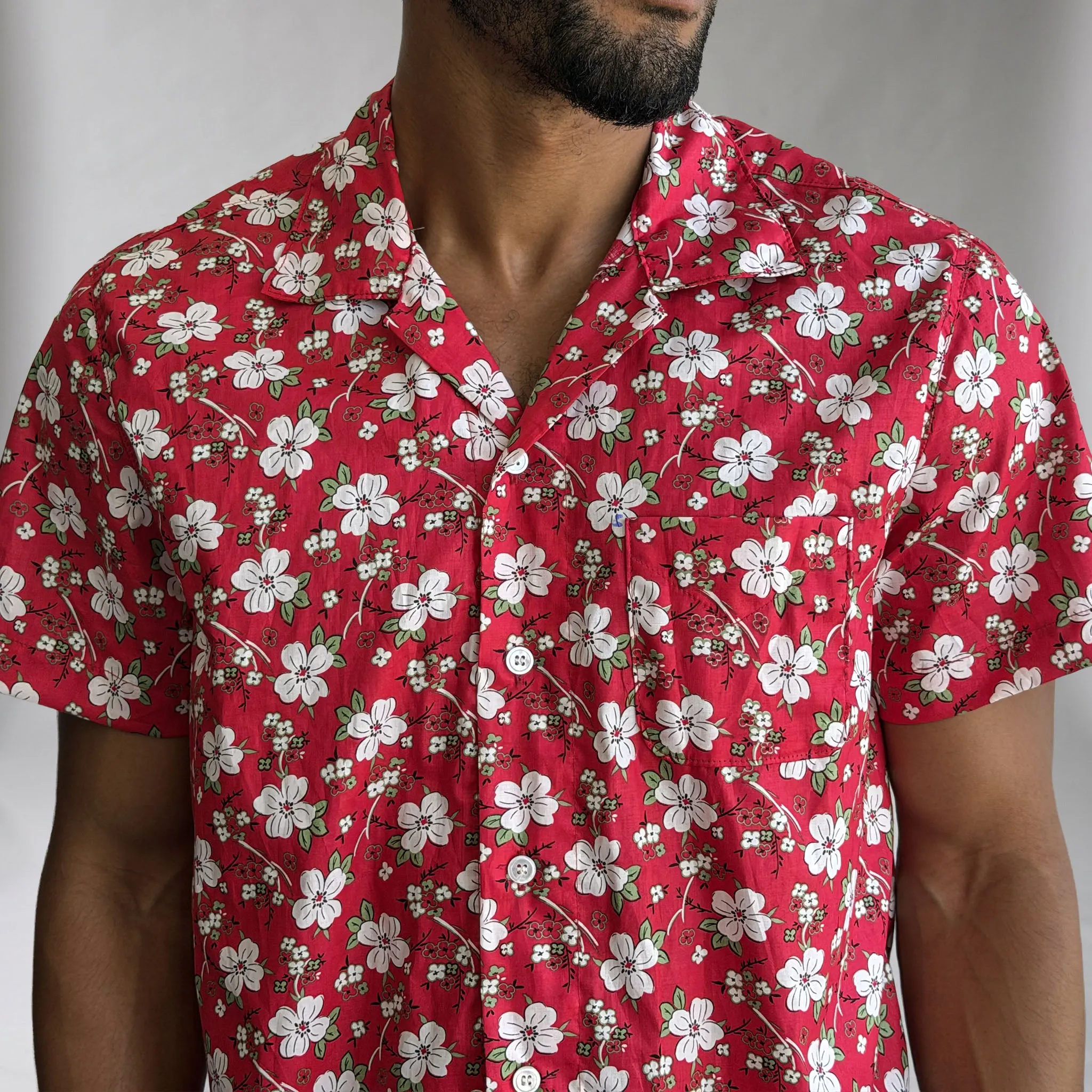 Riviera Tropical Blossoms Poplin Short Sleeve Shirt sold by Epaulet Brand product image thumbnail 2