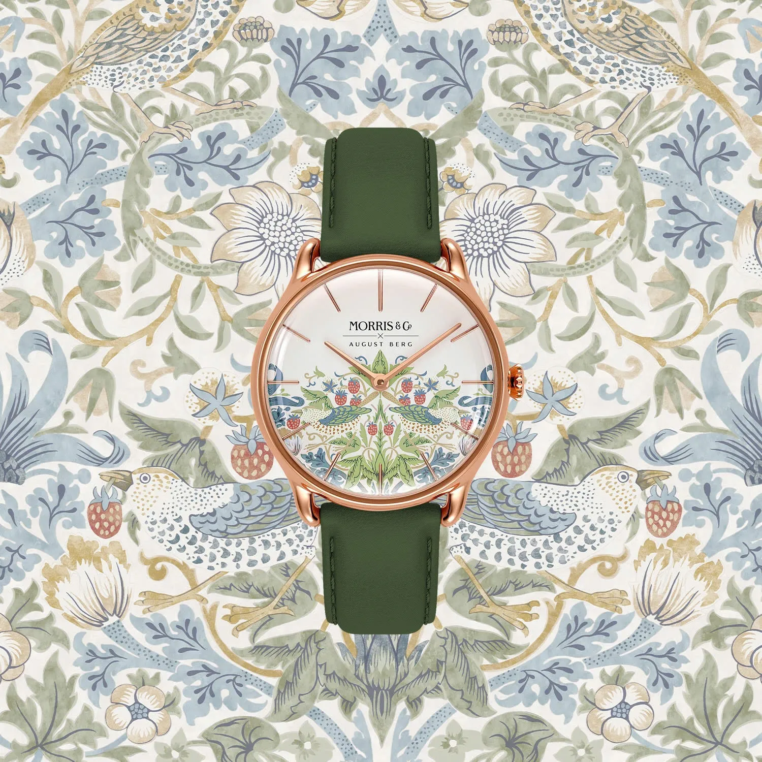 Simply Strawberry Thief Cochineal Olive Green sold by August Berg product image thumbnail 2