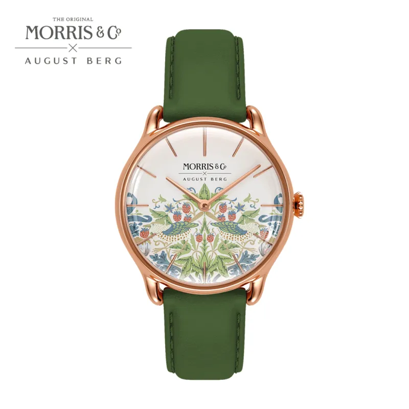 Simply Strawberry Thief Cochineal Olive Green sold by August Berg