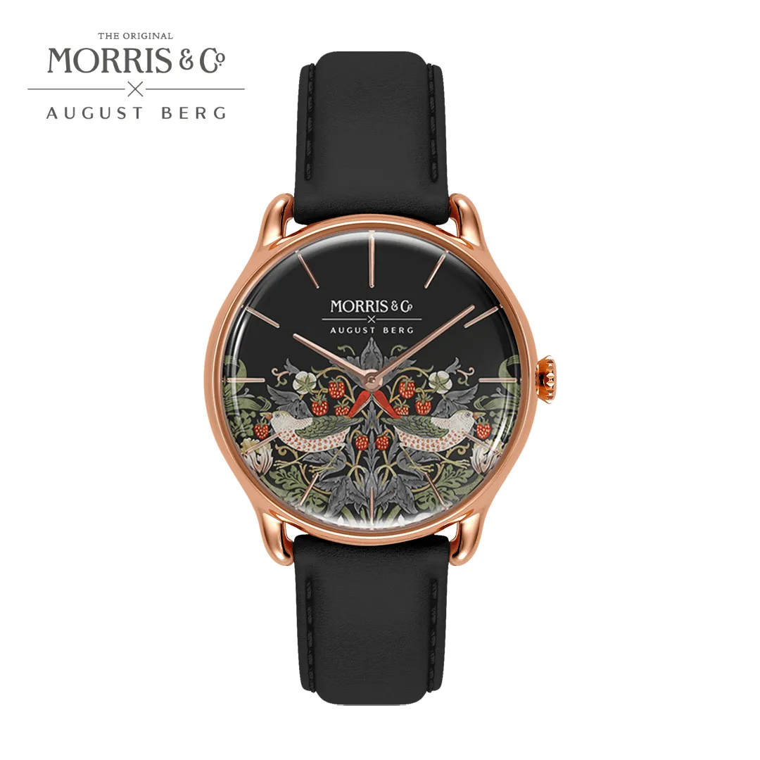 Simply Strawberry Thief Cochineal Black sold by August Berg