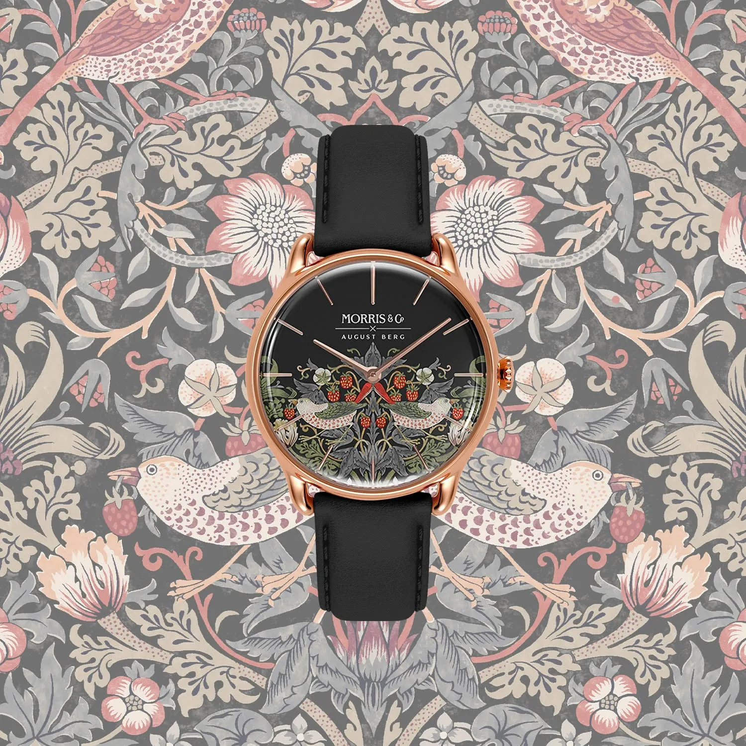 Simply Strawberry Thief Cochineal Black sold by August Berg product image thumbnail 2