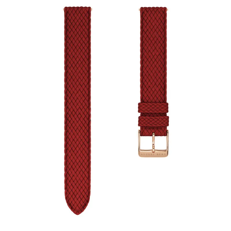 Red Perlon Rose Gold Buckle Strap sold by August Berg