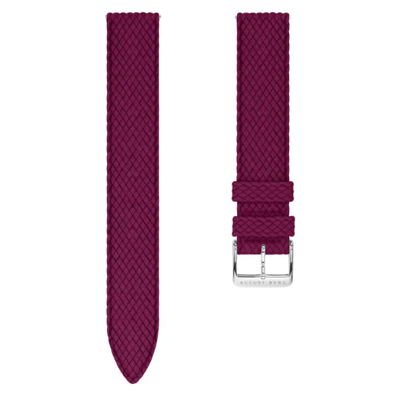 Burgundy Perlon Silver Buckle Strap sold by August Berg