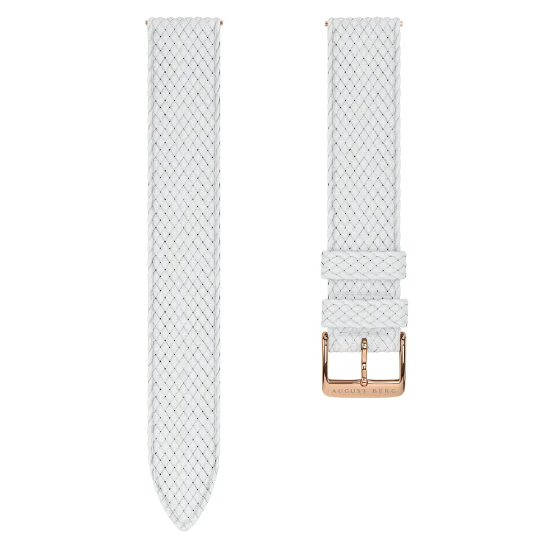 White Perlon Rose Gold Buckle Strap sold by August Berg