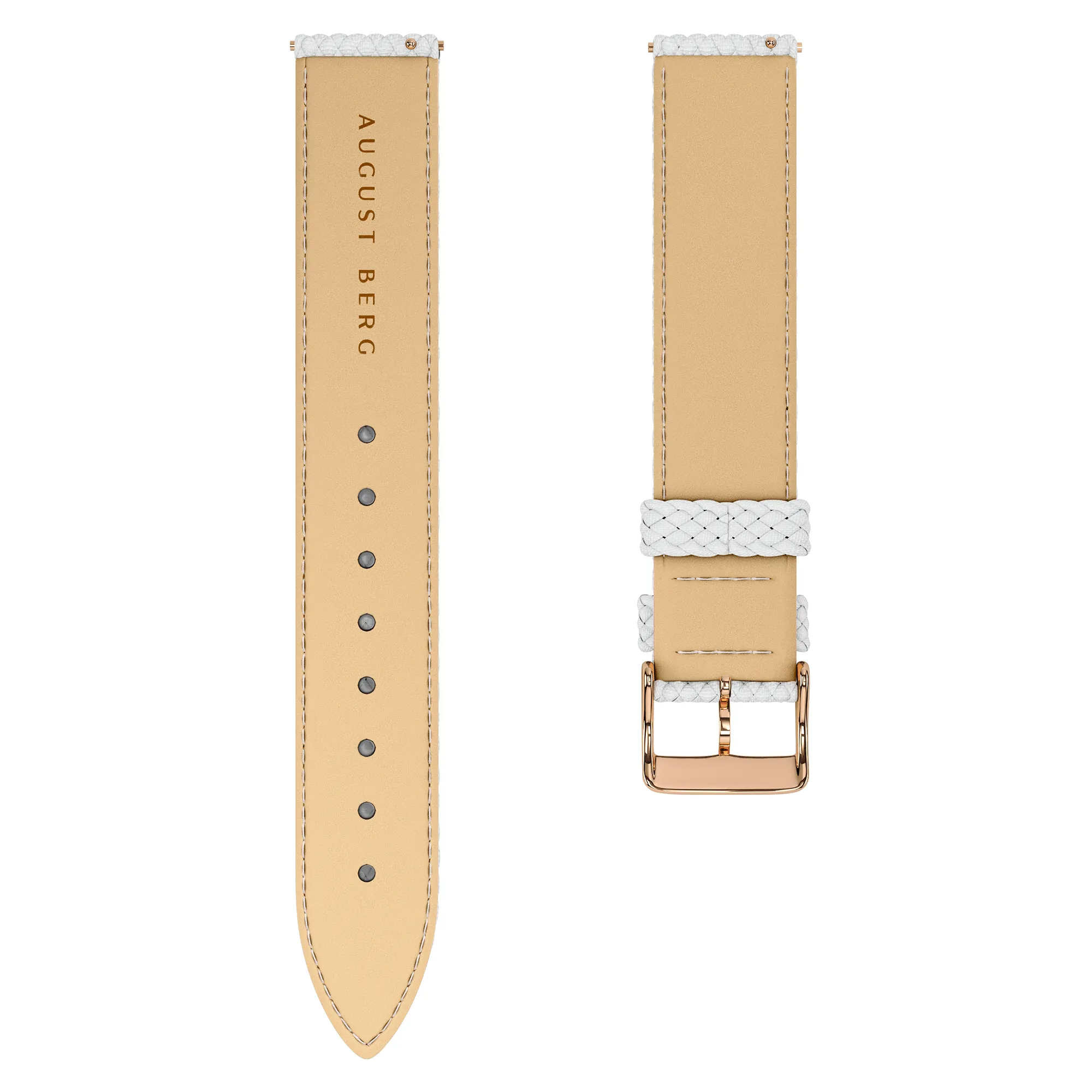 White Perlon Rose Gold Buckle Strap sold by August Berg product image thumbnail 2