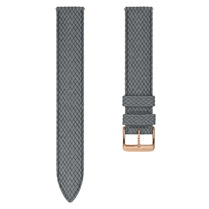 Grey Perlon Rose Gold Buckle Strap sold by August Berg