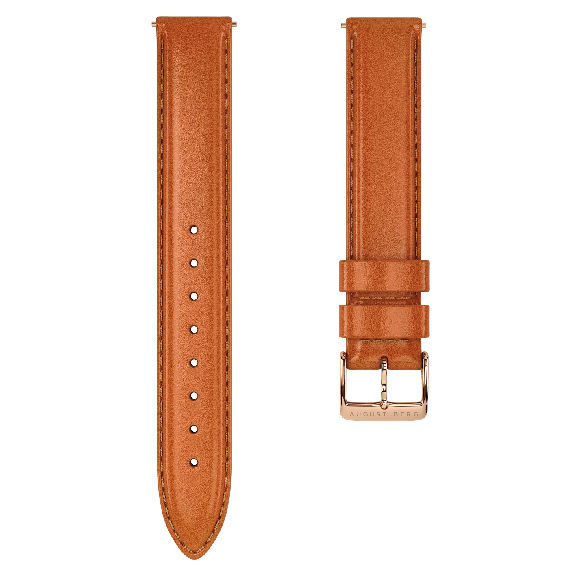 Light Brown Leather Rose Gold Buckle Strap sold by August Berg