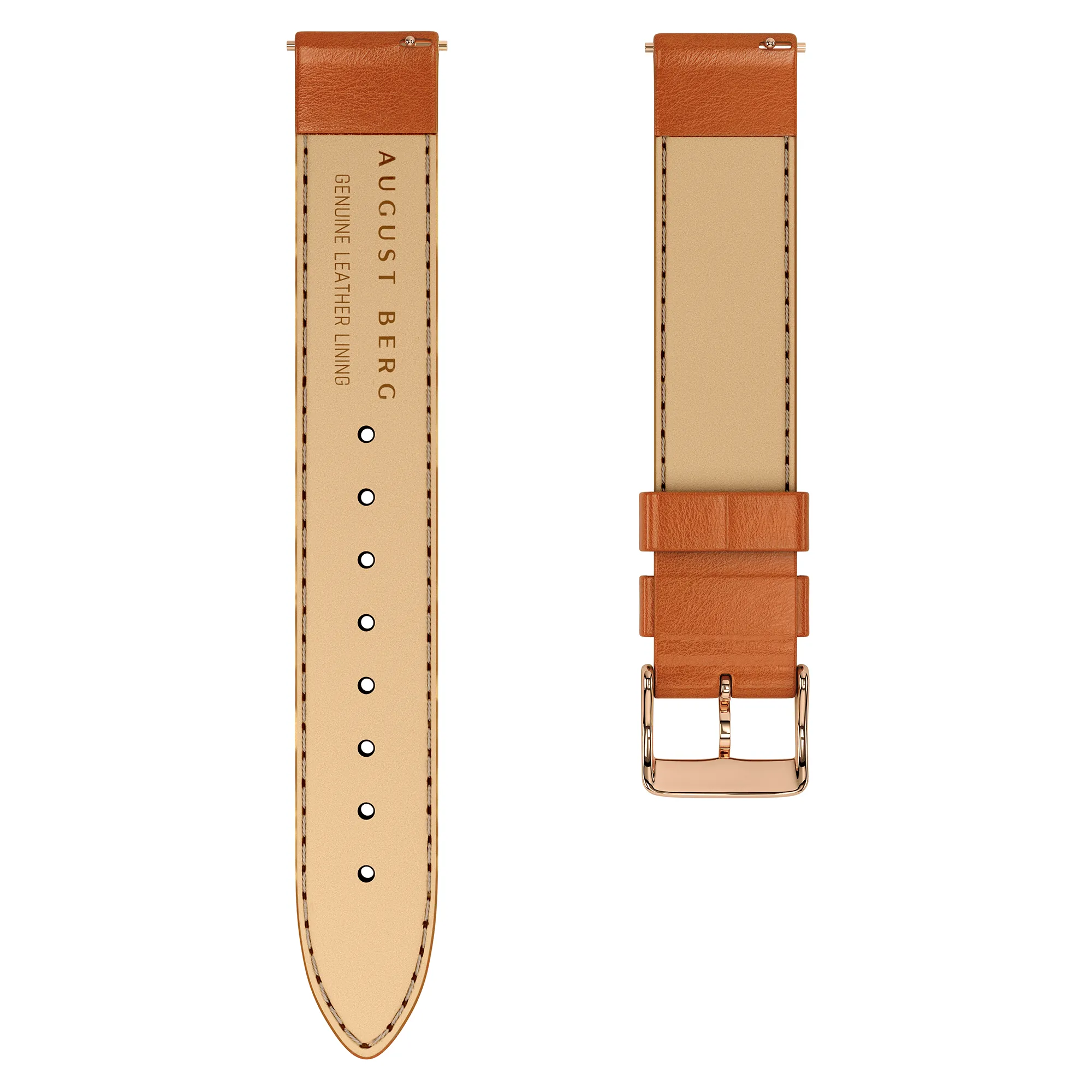 Light Brown Leather Rose Gold Buckle Strap sold by August Berg product image thumbnail 2