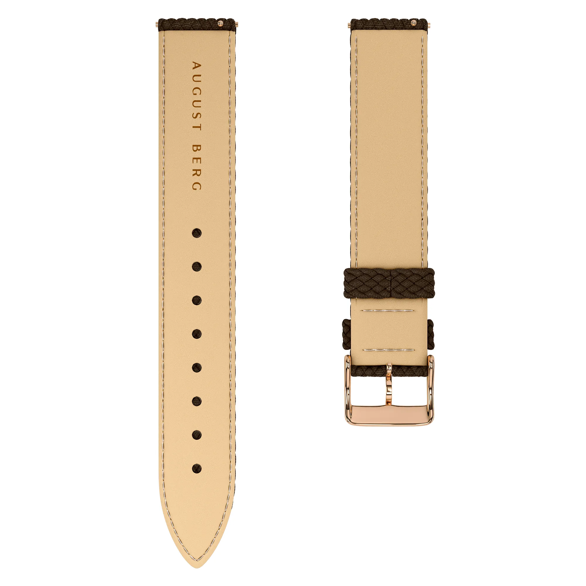 Dark Brown Perlon Rose Gold Buckle Strap sold by August Berg product image thumbnail 2