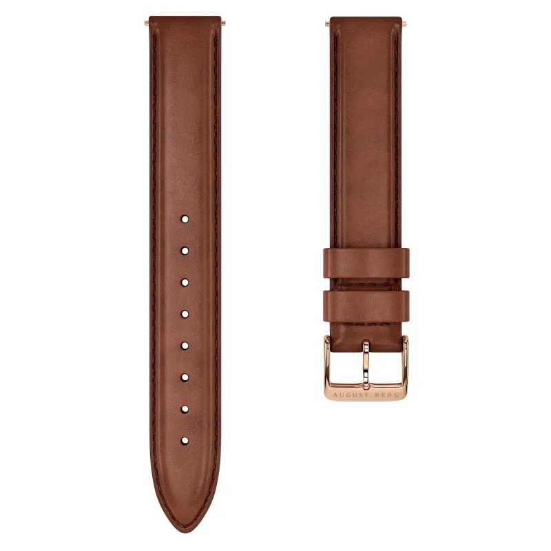 Dark Brown Leather Gold Buckle Strap sold by August Berg