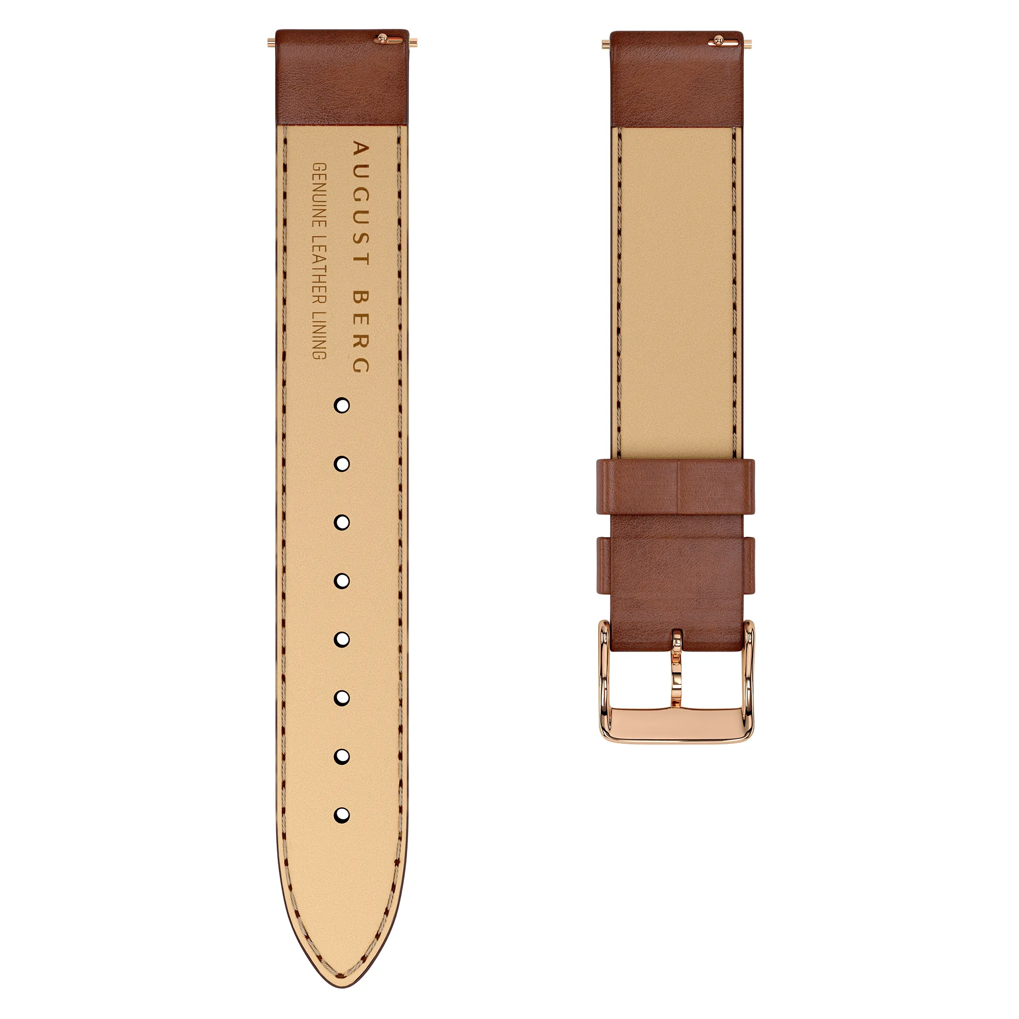 Dark Brown Leather Gold Buckle Strap sold by August Berg product image thumbnail 2