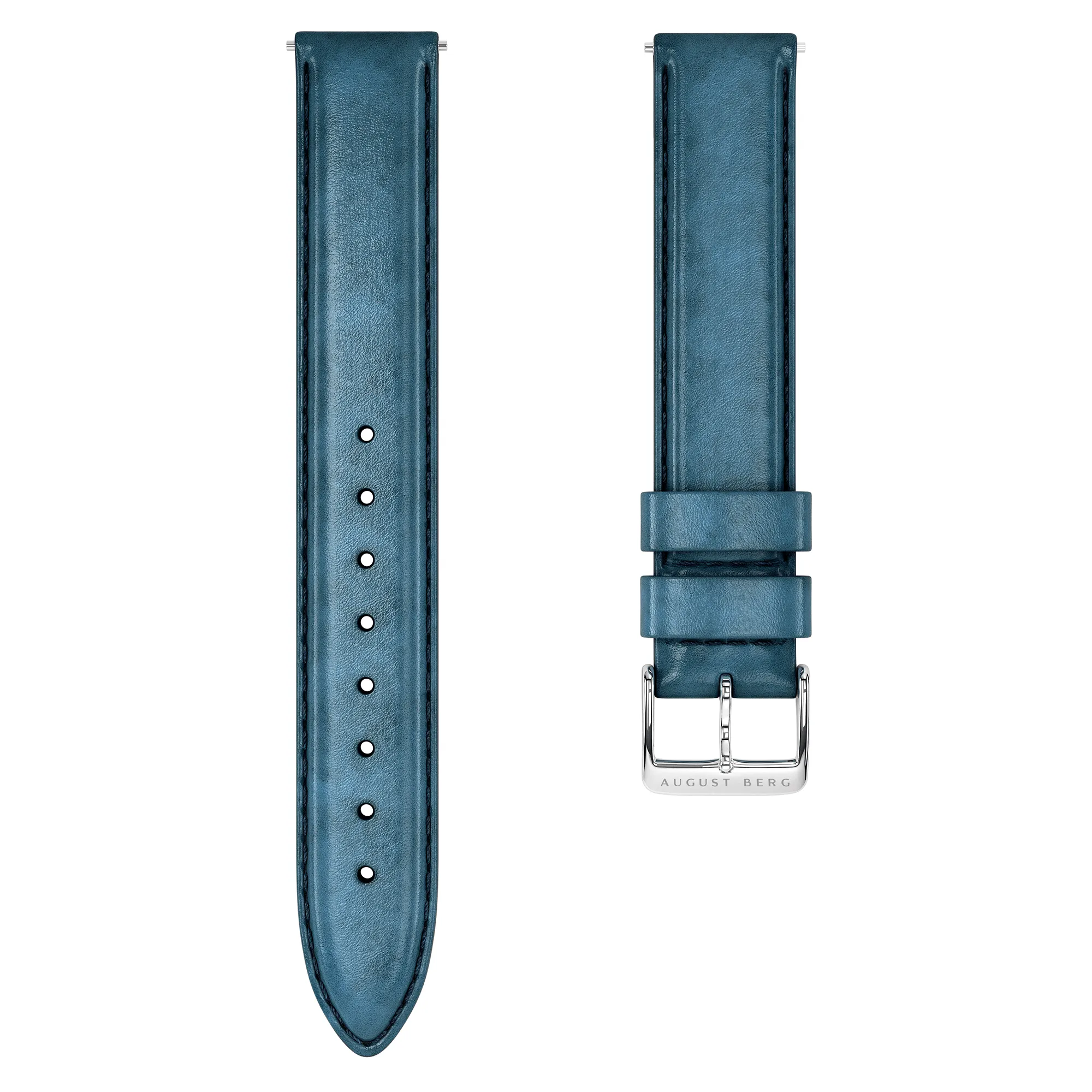 Dark Blue Leather Silver Buckle Strap sold by August Berg