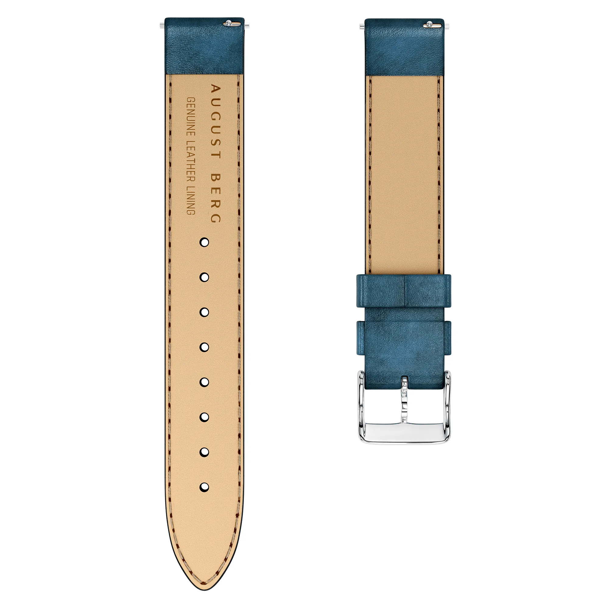 Dark Blue Leather Silver Buckle Strap sold by August Berg product image thumbnail 2