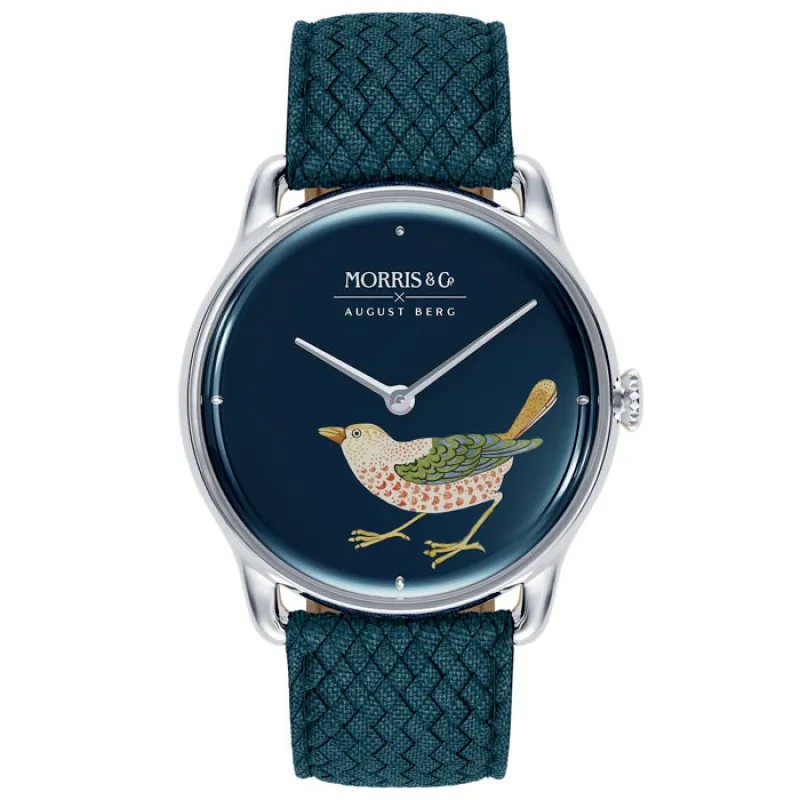 Strawberry Thief Bird Indigo sold by August Berg