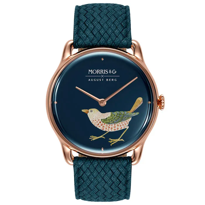 Strawberry Thief Bird Indigo sold by August Berg