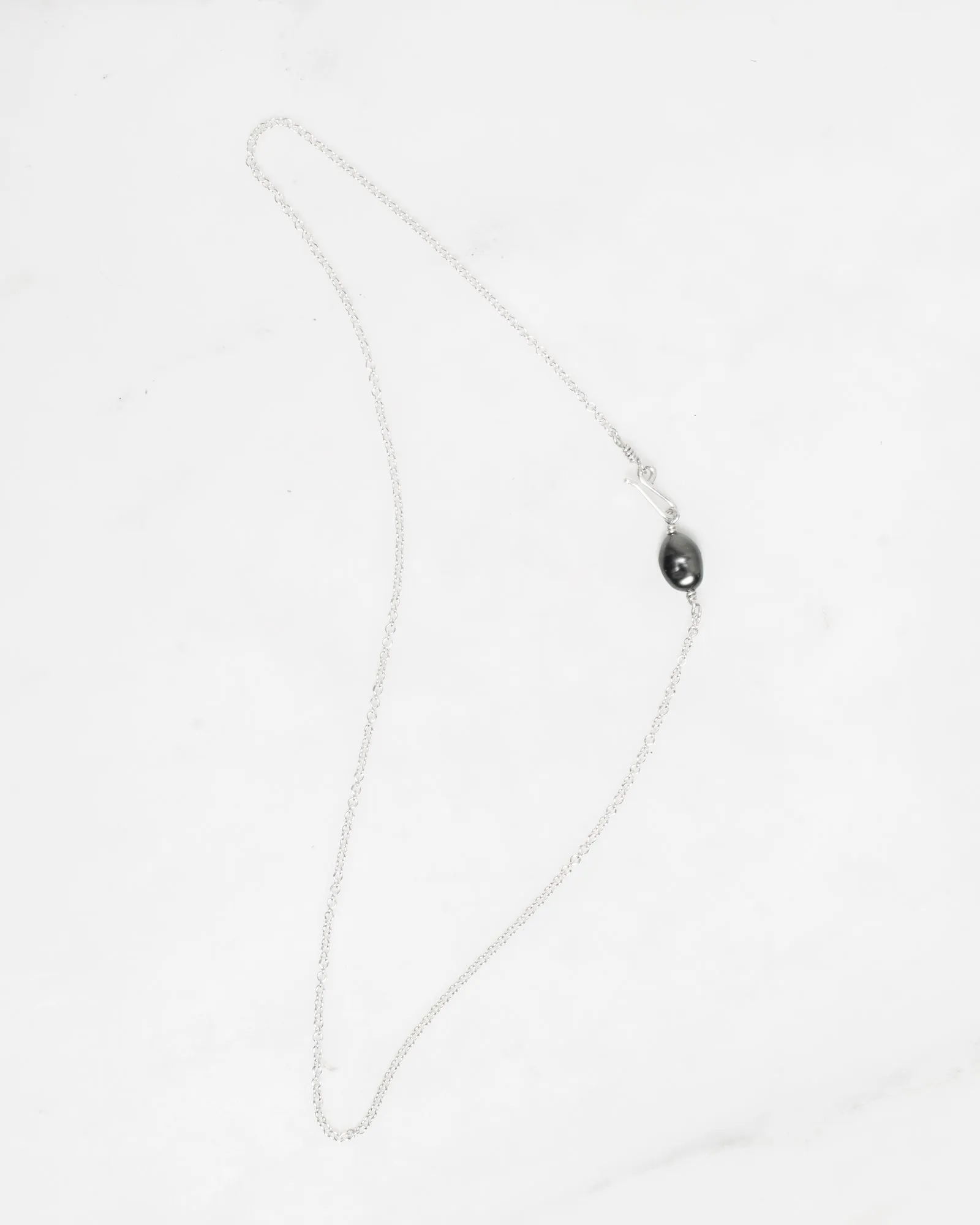 Sterling Charcoal Keshi Pearl Chain Necklace sold by Mary MacGill