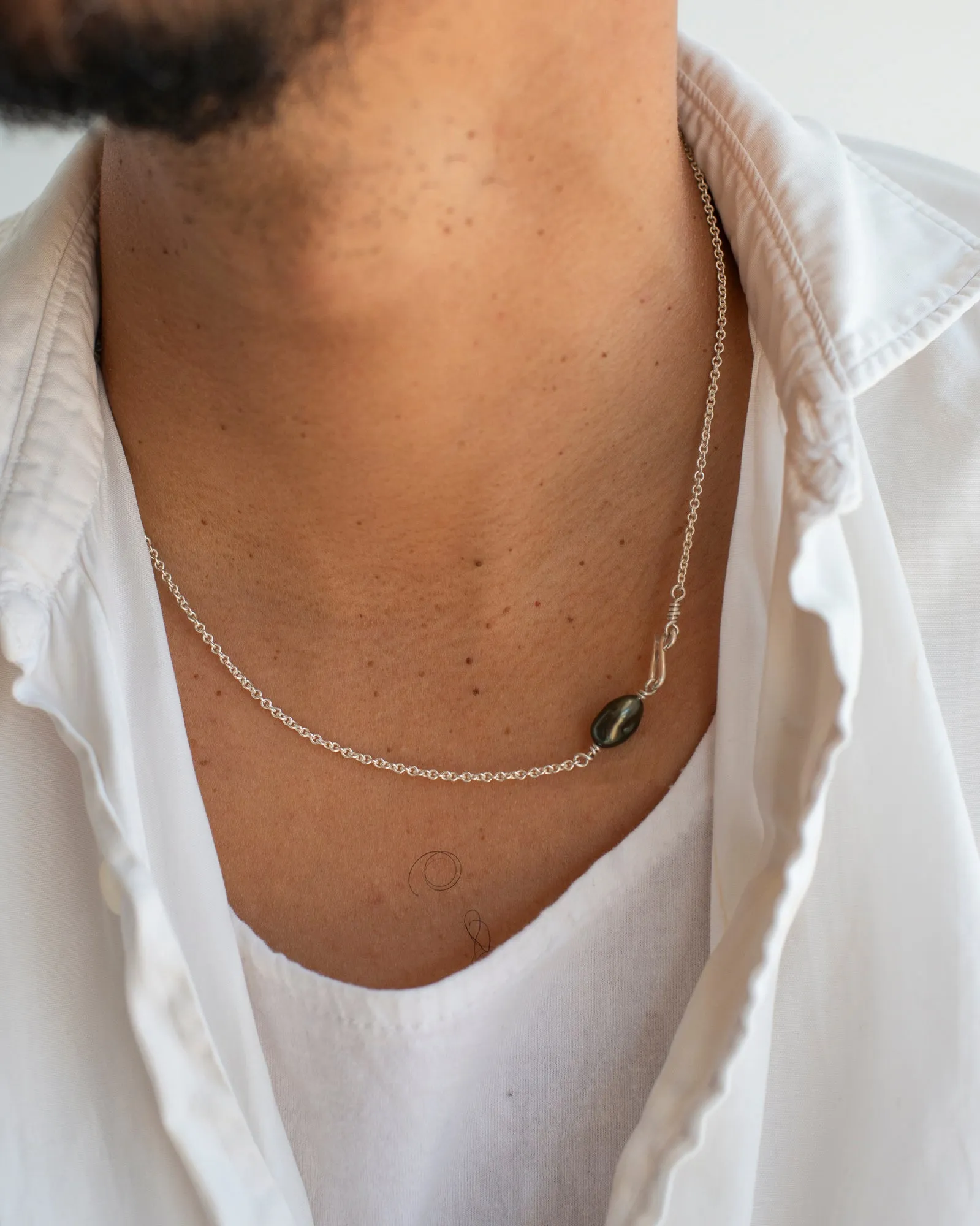 Sterling Charcoal Keshi Pearl Chain Necklace sold by Mary MacGill product image thumbnail 2