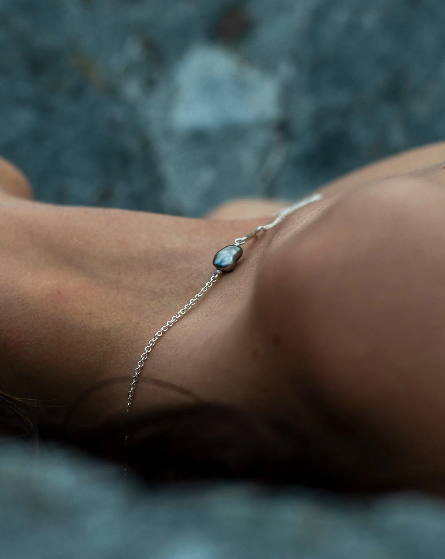 Sterling Charcoal Keshi Pearl Chain Necklace sold by Mary MacGill product image thumbnail 3