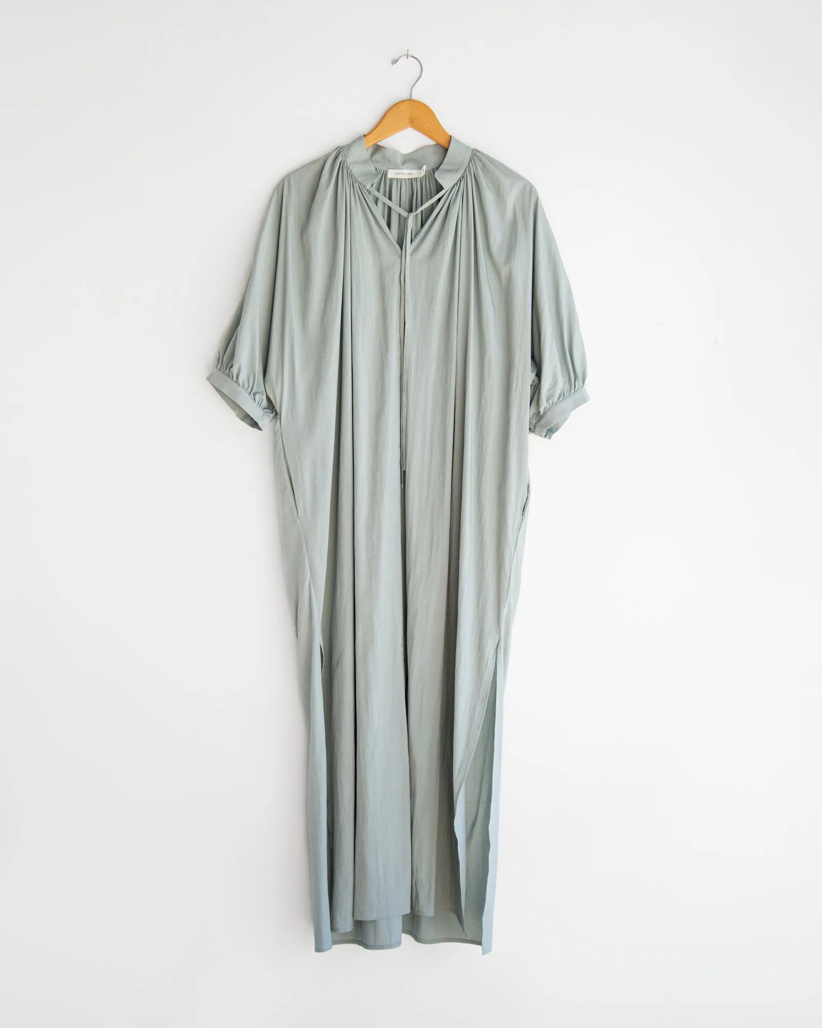 Mijeong Park - Shirred Maxi Dress in Mint Grey sold by Mary MacGill