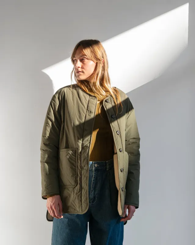 Mijeong Park - Reversible Padded Jacket in Olive/Cream sold by Mary MacGill