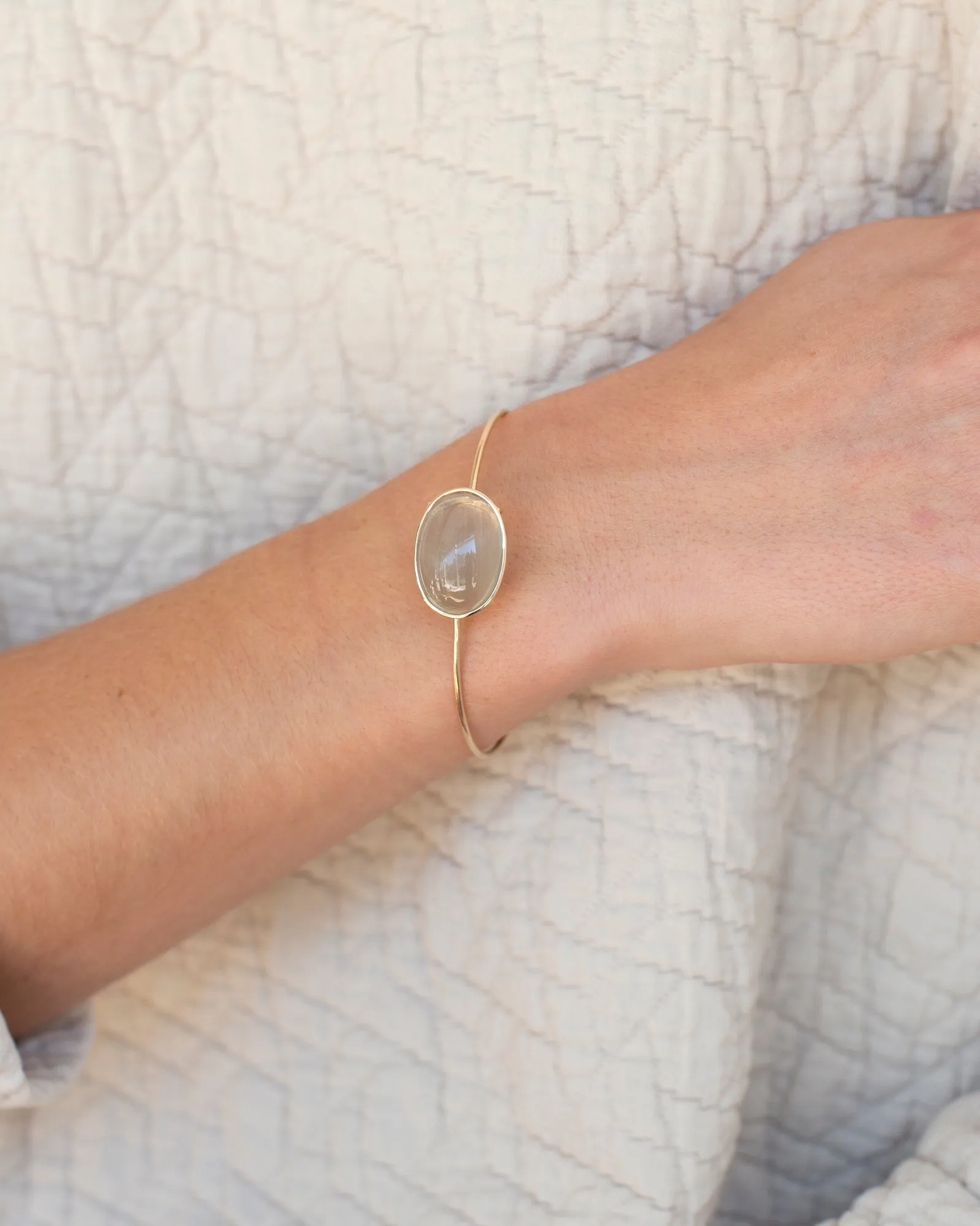 14K Ceylon Moonstone Floating Cuff Bracelet sold by Mary MacGill