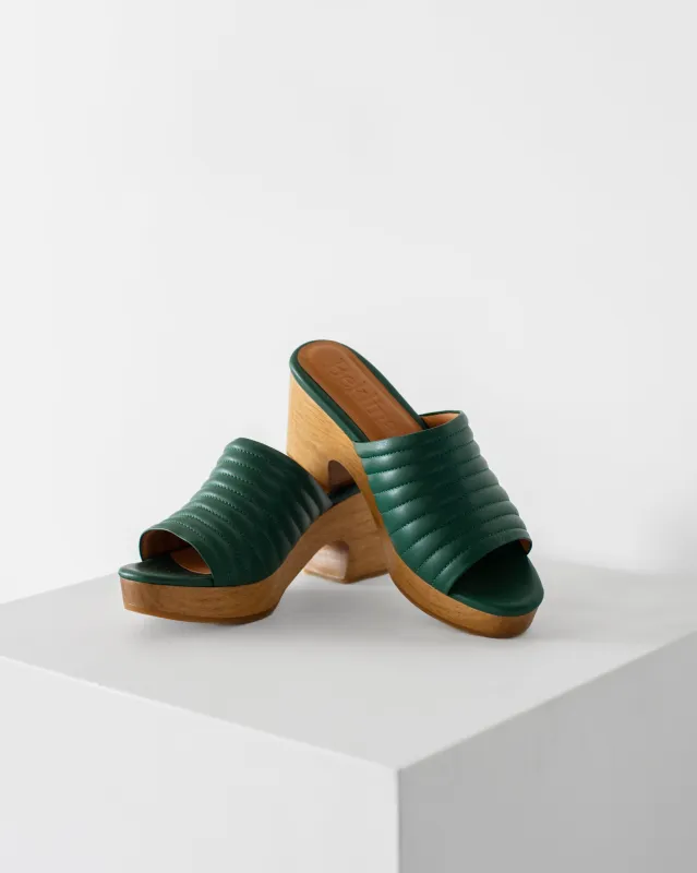 Beklina - Ribbed Open Toe Clogs in Parsley sold by Mary MacGill