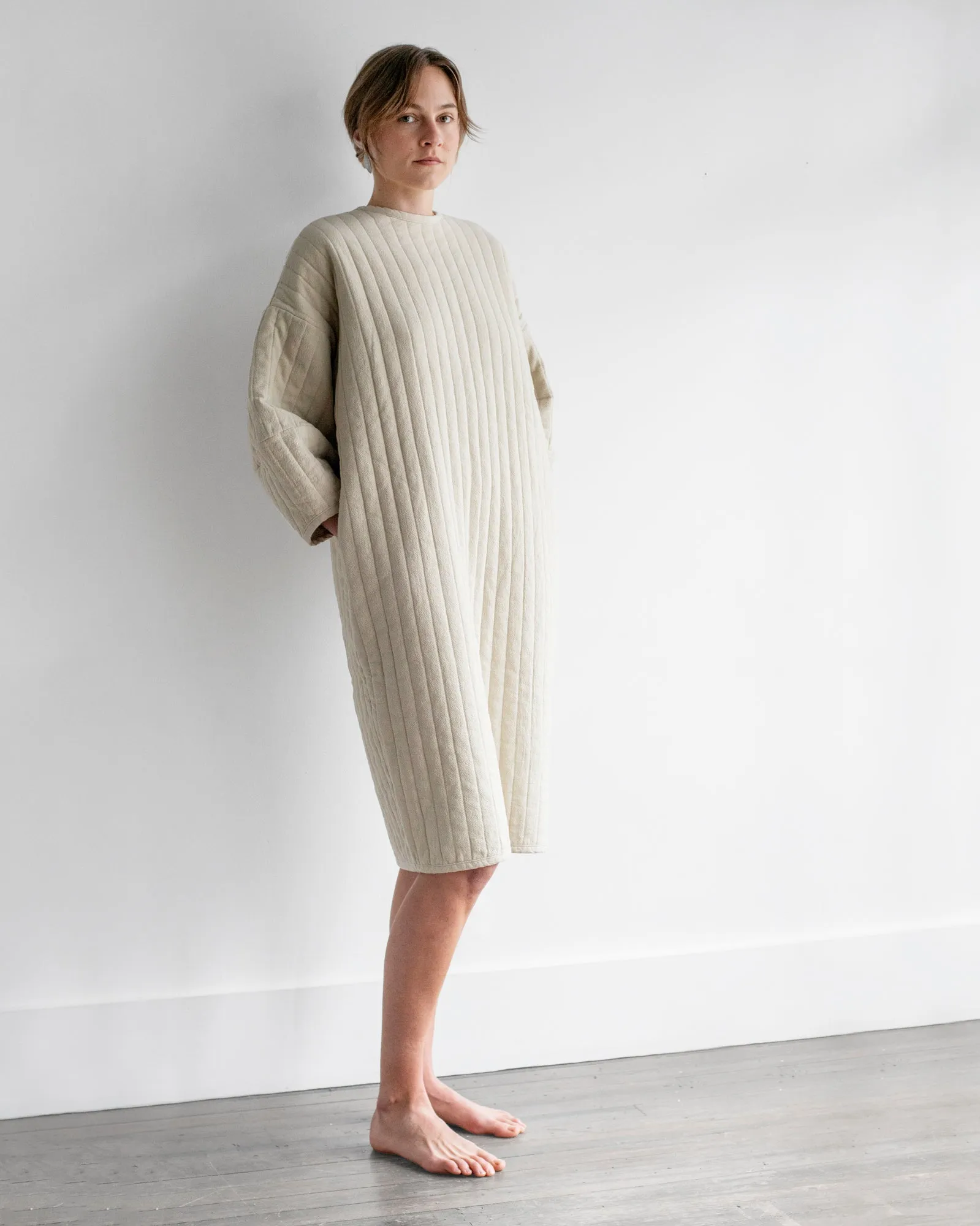 Black Crane - Quilted Dress in Ivory sold by Mary MacGill product image thumbnail 4