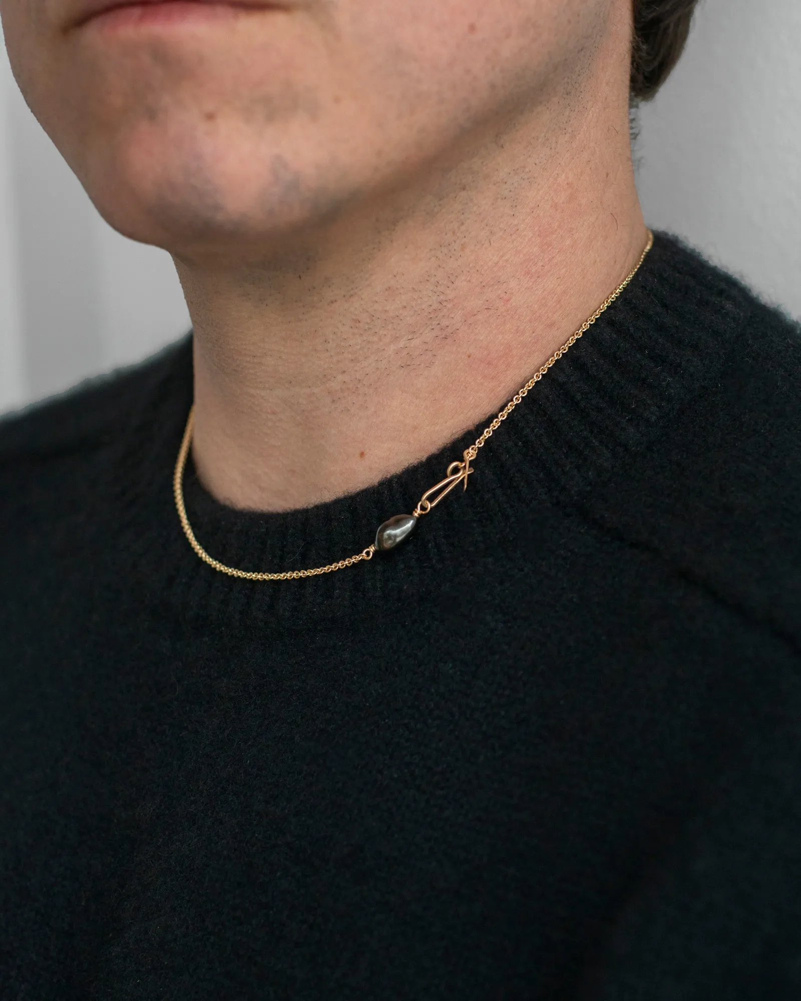 14K Black Pearl Chain Necklace sold by Mary MacGill product image thumbnail 2