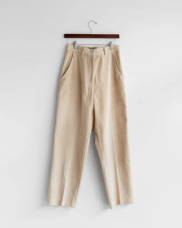 Mijeong Park - Corduroy Straight Leg Pants in Light Beige sold by Mary MacGill