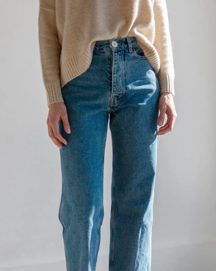 Jesse Kamm - 225 Pants in Cowboy Blue Japanese Denim sold by Mary MacGill