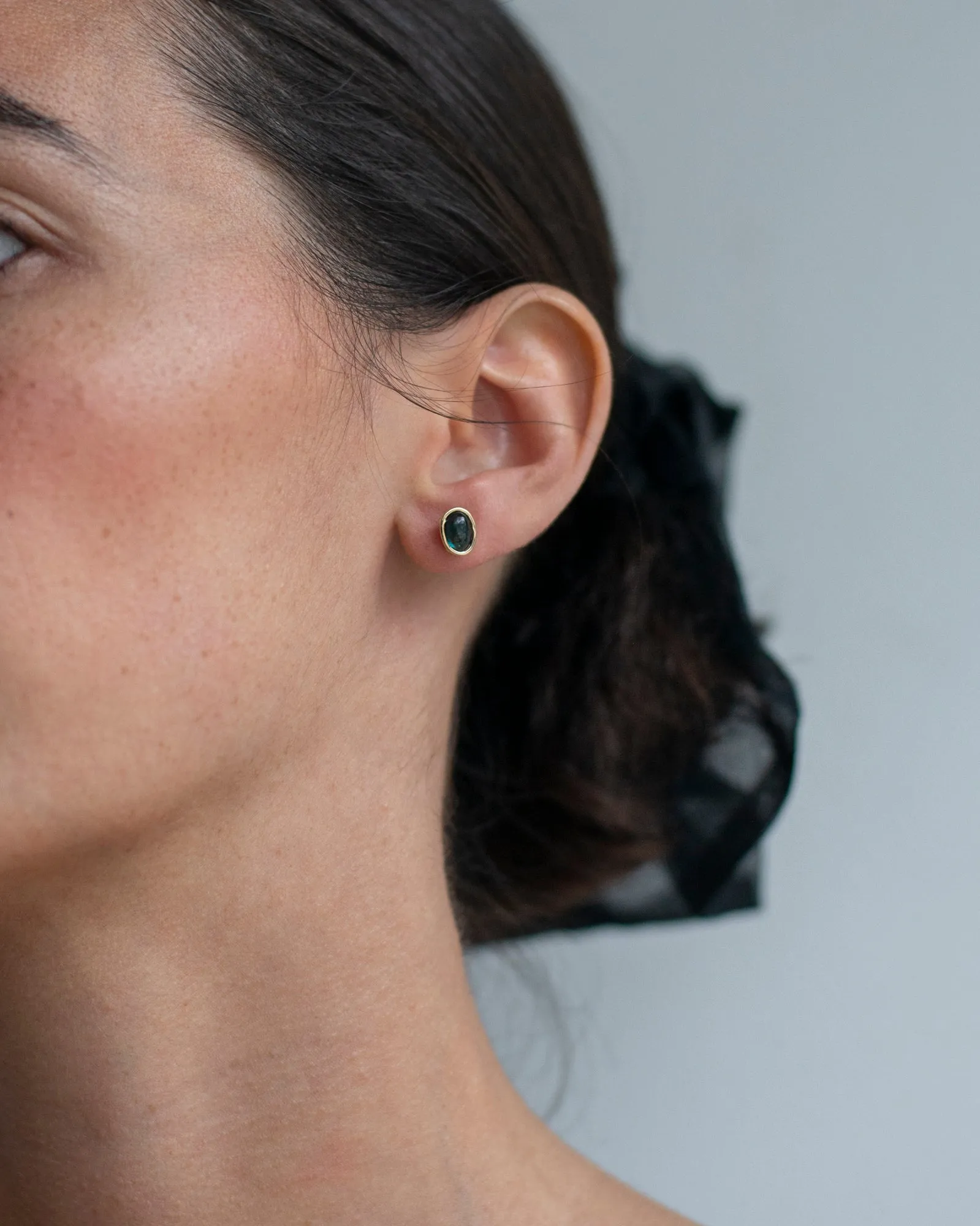 Dark Pine Tourmaline Floating Studs sold by Mary MacGill