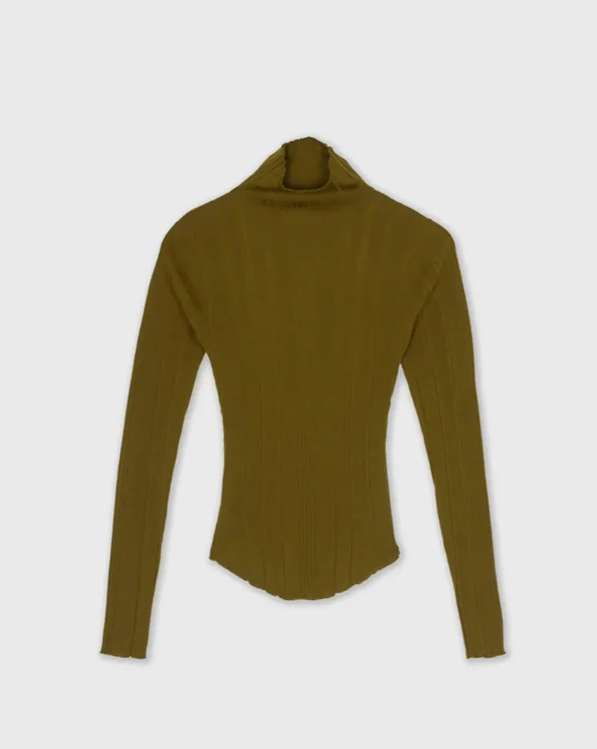 Sayaka Davis - Random Rib High Neck in Olive sold by Mary MacGill product image thumbnail 2