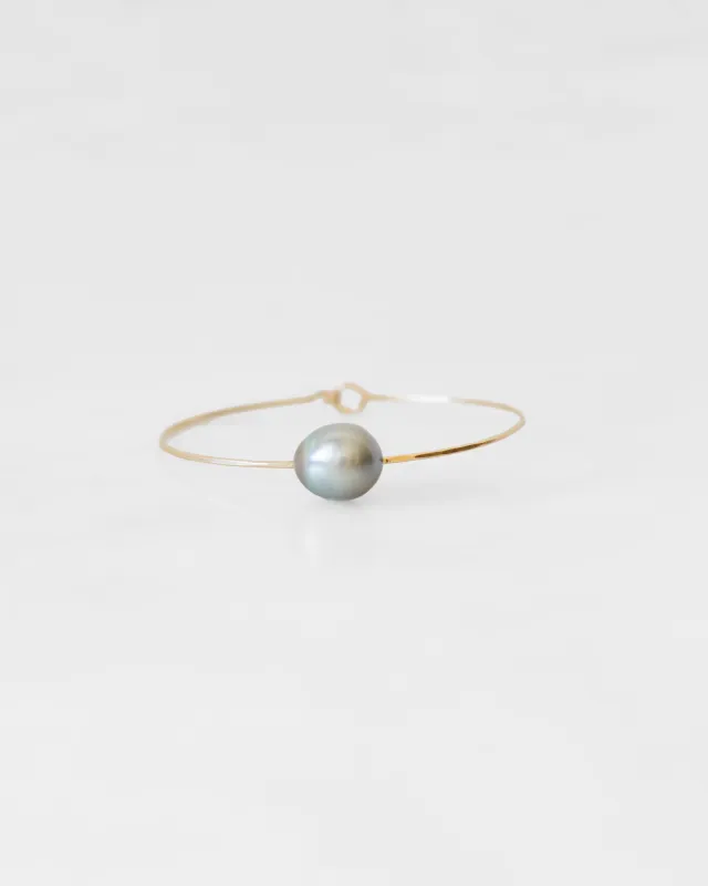 14K Silver Tahitian Pearl Cuff Bracelet sold by Mary MacGill