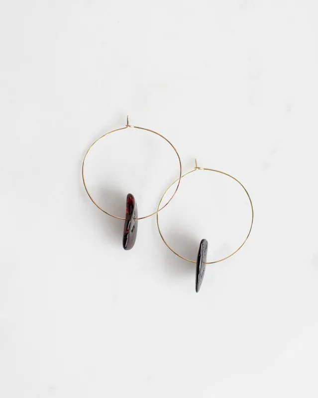 Red Amber Hoops made by Mary MacGill