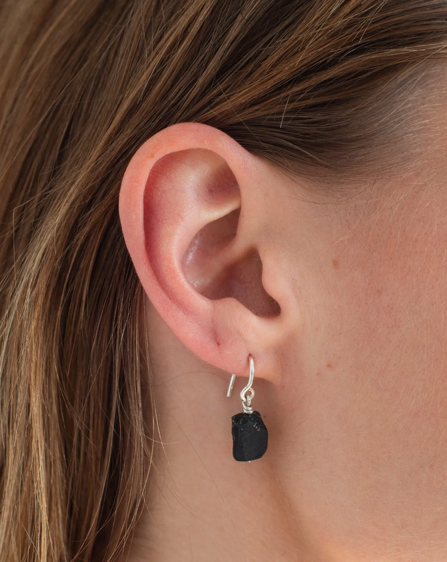 Pyrite Sterling Single Crescent Charm Earrings sold by Mary MacGill