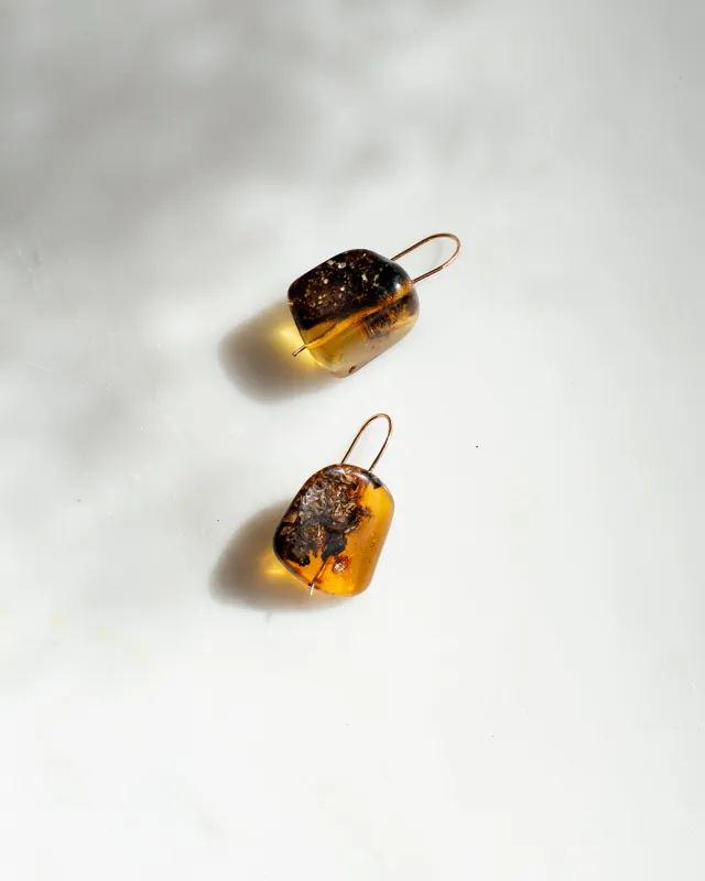 Amber Drop Earrings made by Mary MacGill
