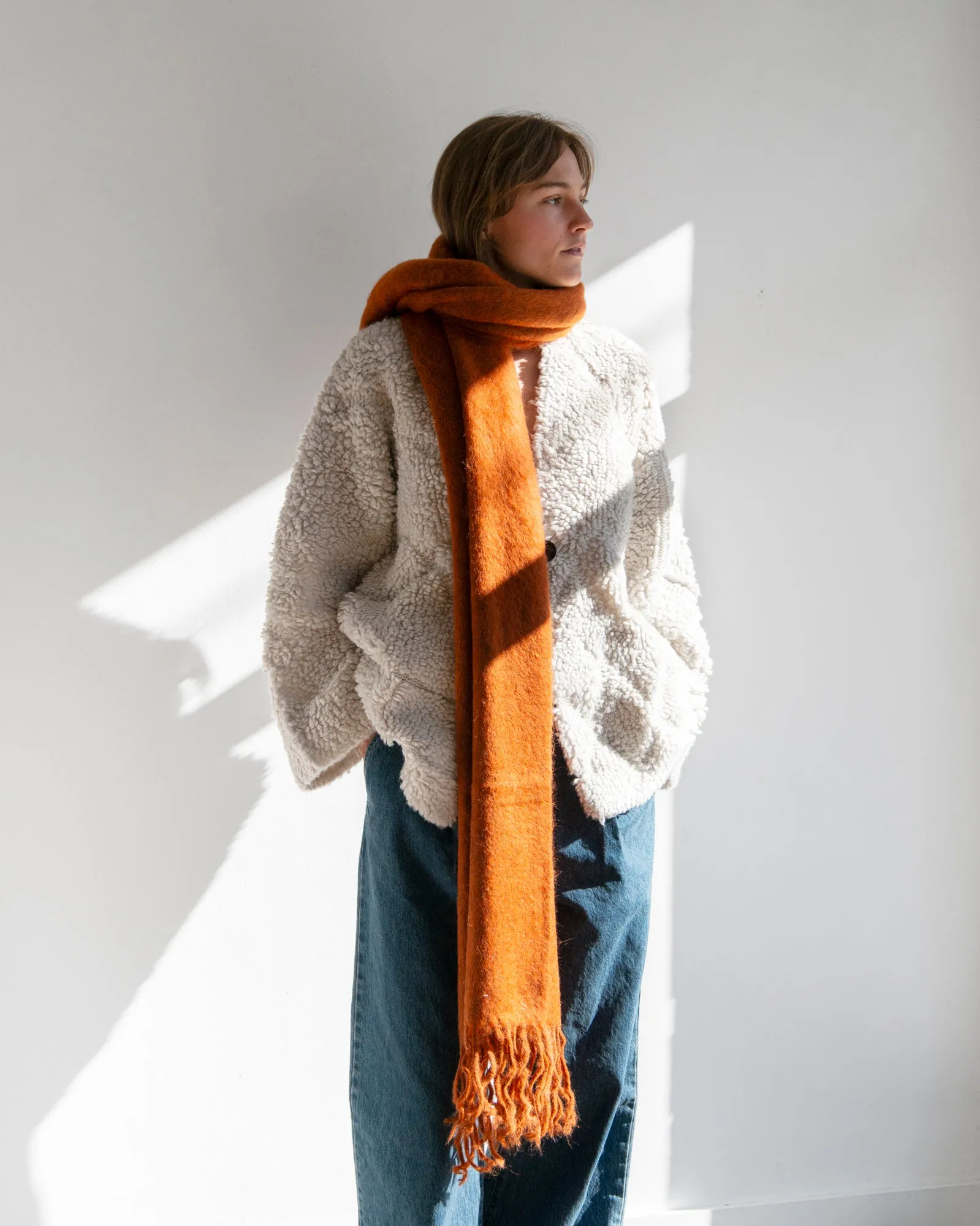 Sayaka Davis - Brushed Mohair Scarf in Cognac sold by Mary MacGill