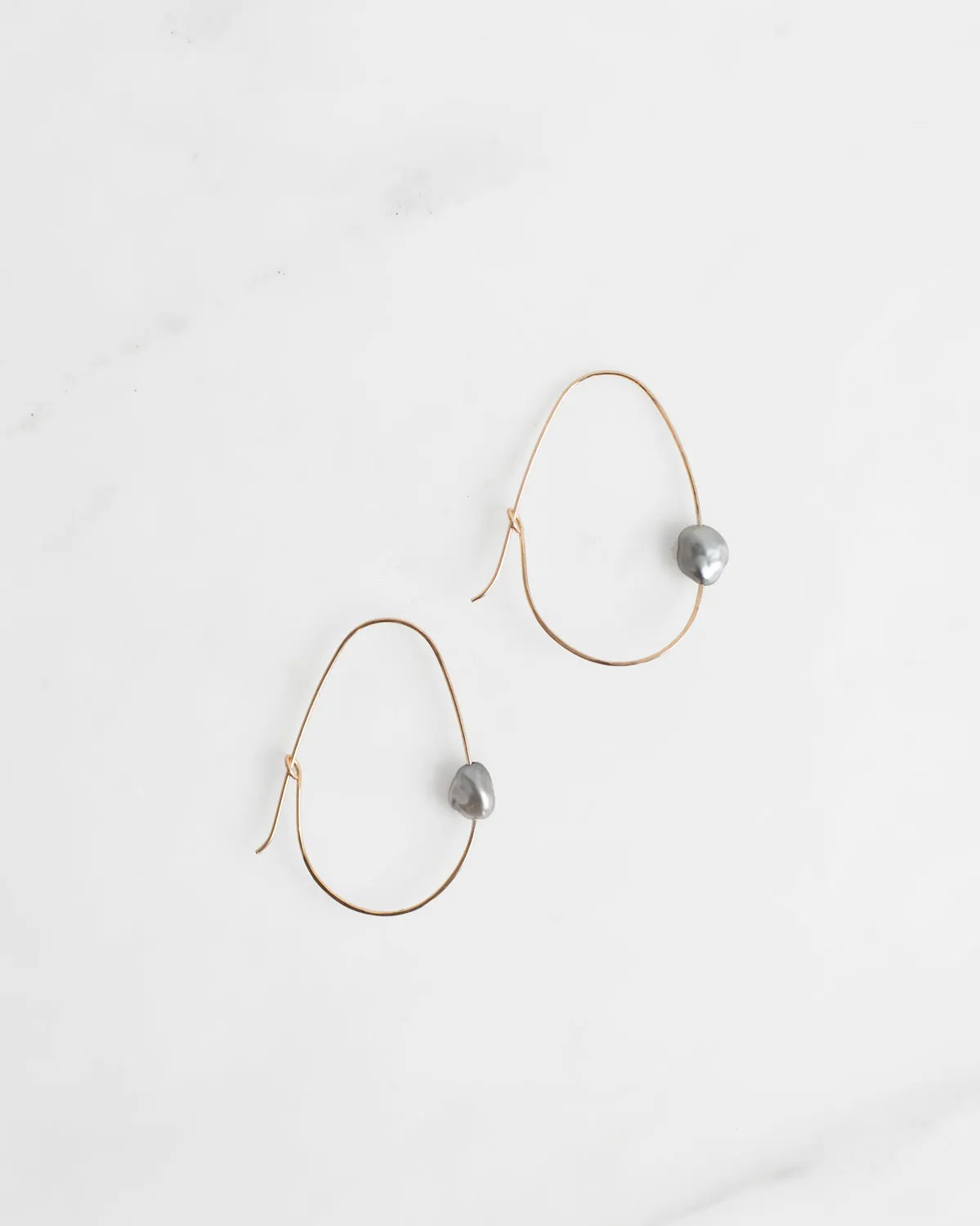 14K Keshi Pearl Egg Hoops sold by Mary MacGill product image thumbnail 2