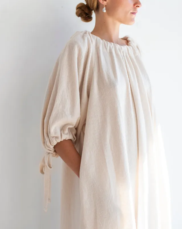 Missing You Already - Draw-String Dress in Cream sold by Mary MacGill