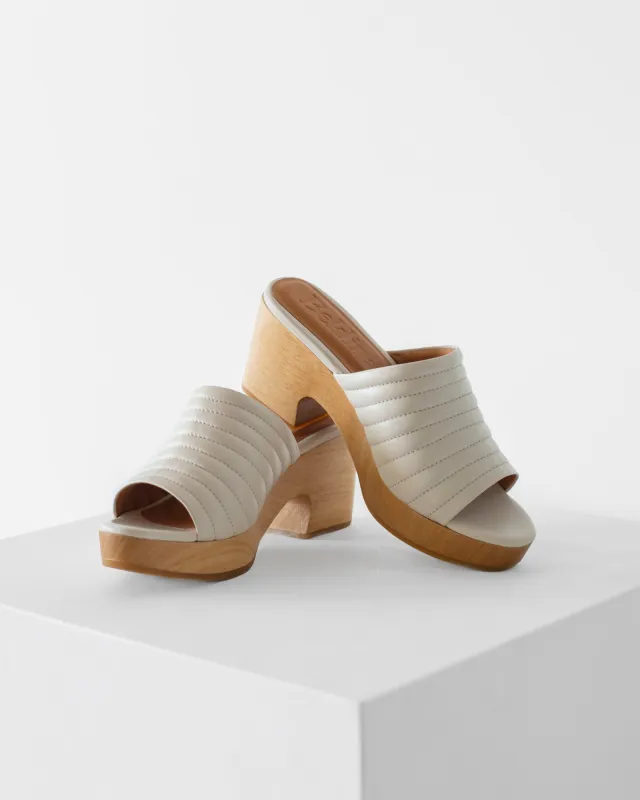 Beklina - Ribbed Open Toe Clogs in Off White sold by Mary MacGill