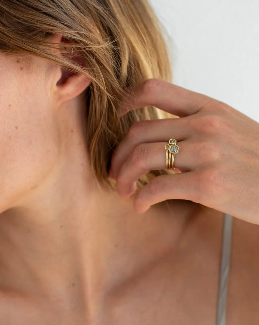 14K Mineral Diamond Trois Floating Rings - Earth sold by Mary MacGill