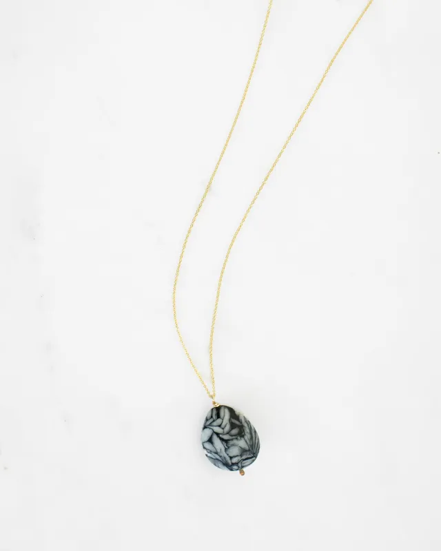 Pinolite Drop Necklace made by Mary MacGill