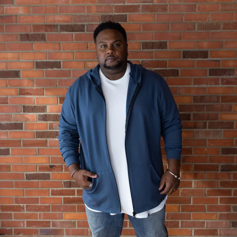 Vic Zip-Up Hoodie - Steel Blue sold by One Bone